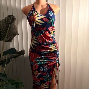 Vibrant Floral Halter Swim Coverup